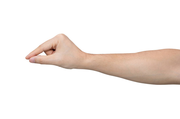 Man hand houden geïsoleerd op witte achtergrond met clipping pad. - Foto, afbeelding