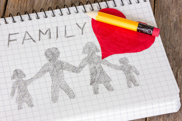 Child's drawing of a family - Foto, Imagem