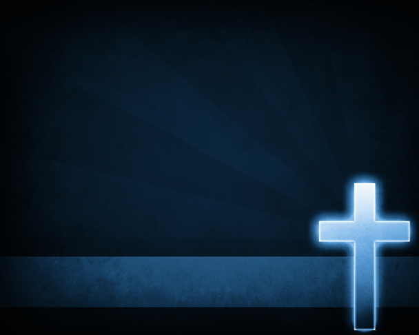 blau leuchtendes Kreuz - Foto, Bild