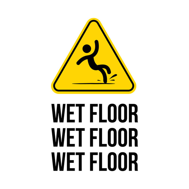 Wet Floor logo signe vectoriel triangle jaune avec chute homme illu
 - Vecteur, image