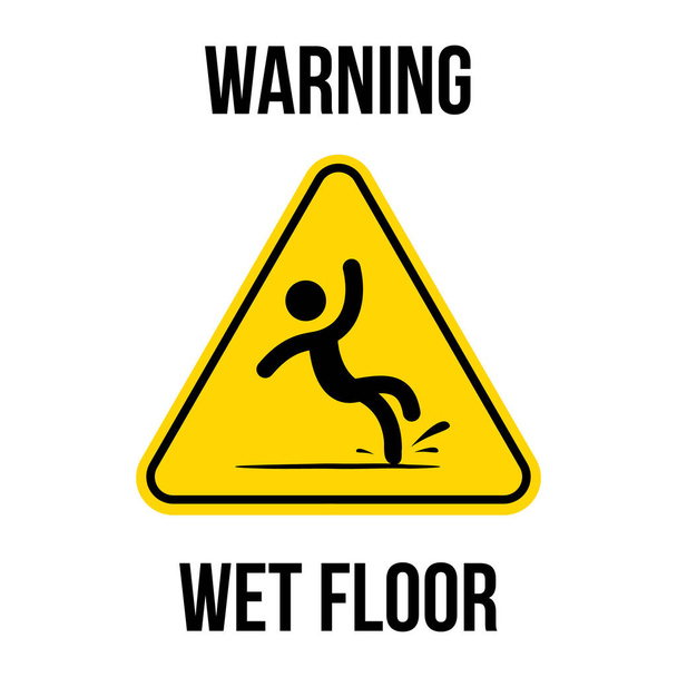 Wet Floor logotipo sinal vetor triângulo amarelo com queda homem illu
 - Vetor, Imagem