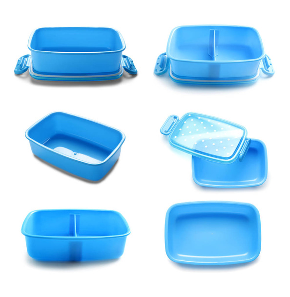 Empty lunch boxes on white background - Photo, Image