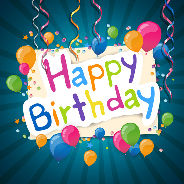 Happy Birthday Greeting Card - Vector, imagen
