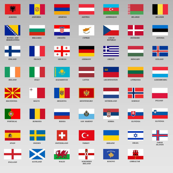 conjunto de todas las banderas europeas
 - Vector, Imagen