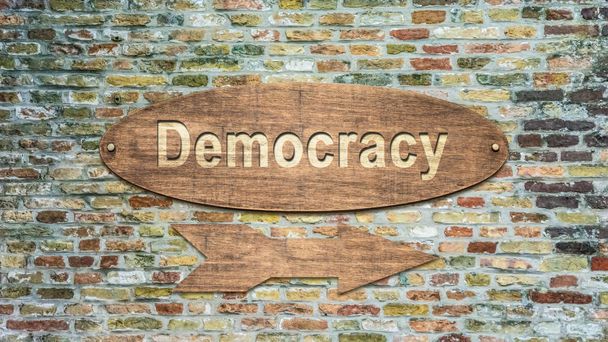 民主主義への道路標識 - 写真・画像