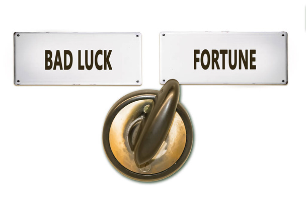 Straatnaambord Fortune versus pech - Foto, afbeelding