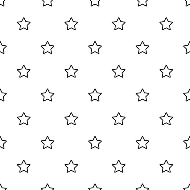 Star seamless pattern. White and black background. Abstract geometric shape texture. Design template for wallpapers, wrapping, textile. Vector Illustration - ベクター画像
