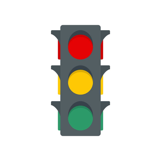 Classic traffic lights icon, flat style - Vetor, Imagem