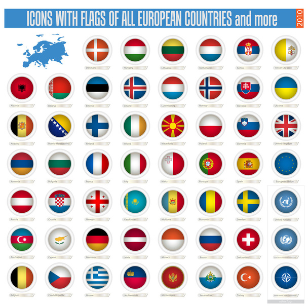 σημαίες από τα όλες τις ευρωπαϊκές χώρες - Διάνυσμα, εικόνα