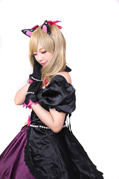 Japani anime cosplay, muotokuva tyttö cosplay eristetty valkoinen tausta - Valokuva, kuva