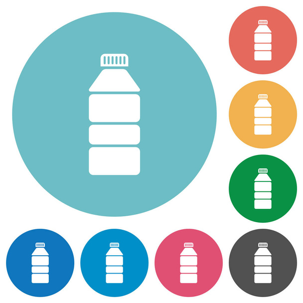 Botella de agua plana redonda iconos
 - Vector, Imagen