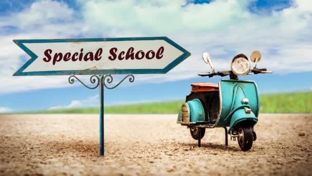 Вуличний знак шлях до спеціальної школи
 - Кадри, відео