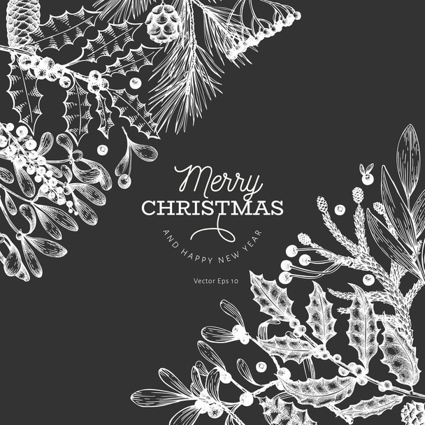Christmas banner template. Vector hand drawn illustrations on ch - Vetor, Imagem