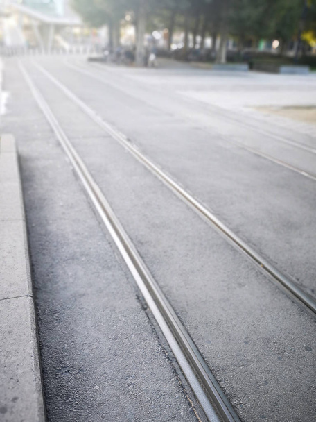 Les voies du tramway dans les rues de Bruxelles, Belgique
. - Photo, image