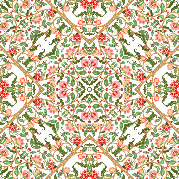 Seamless pattern with stylized flowers. - Wektor, obraz
