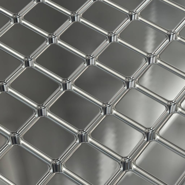 silver metal cubes background - 3D rendering - Фото, изображение