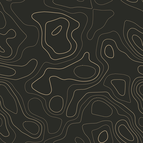 Terrein topografie werkelijke topografie kaart naadloos ontwerp verbazingwekkend betegelbare isolijnen patroon - Vector, afbeelding