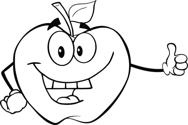 Outlined Apple Holding A Thumb Up - Photo, Image
