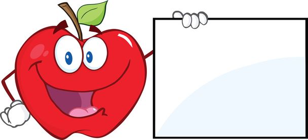 šťastný apple ukazuje prázdný znak - Fotografie, Obrázek