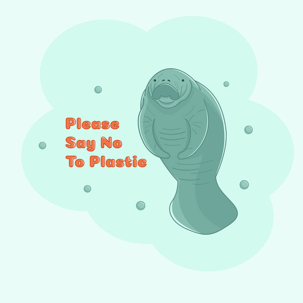 Save the Manatee concepts, Say no to plastic. - Vector, Image