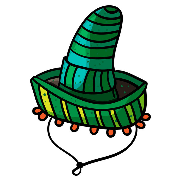 Γιορτή Σίνκο ντε Μάγιο. Μεξικάνικο σομπρέρο. Εθνικό παραδοσιακό Λατίνο κοστούμι καπέλο μεξικάνικο. -Διάνυσμα. - Διάνυσμα, εικόνα