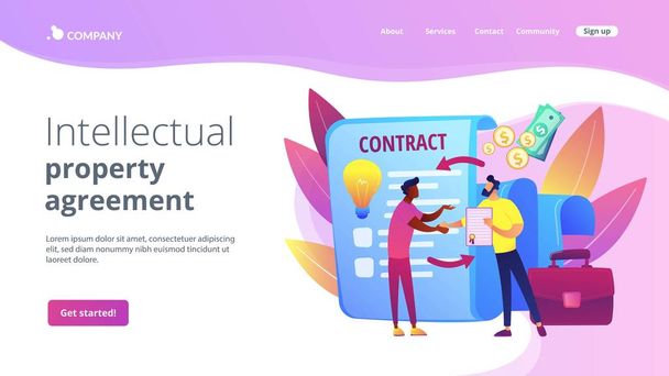 Licensing contract concept landing page - Vector, Image