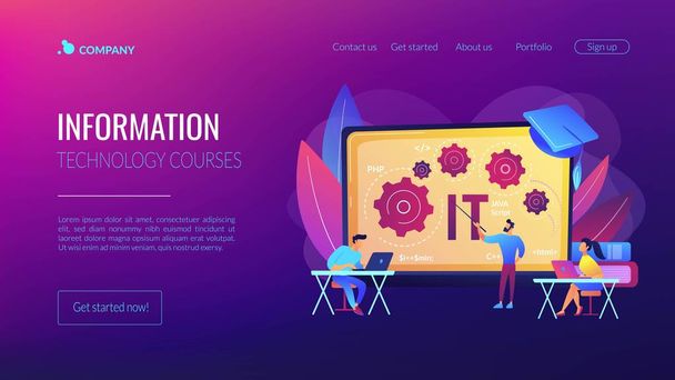 Information technology courses concept landing page - Vector, Image