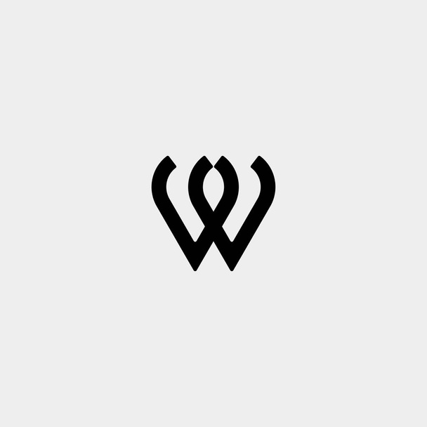 レター Ww M Mm モノグラム ロゴ デザイン ミニマル アイコン - ベクター画像