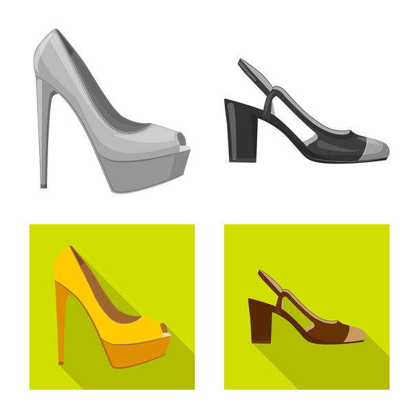 Vector design of footwear and woman logo. Collection of footwear and foot stock vector illustration. - ベクター画像