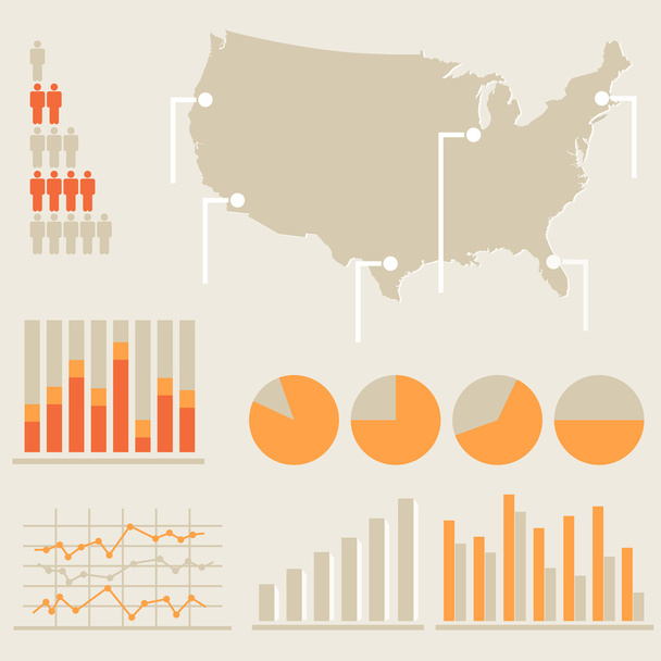 Infographics, Amerikai Egyesült Államok Térkép - Vektor, kép