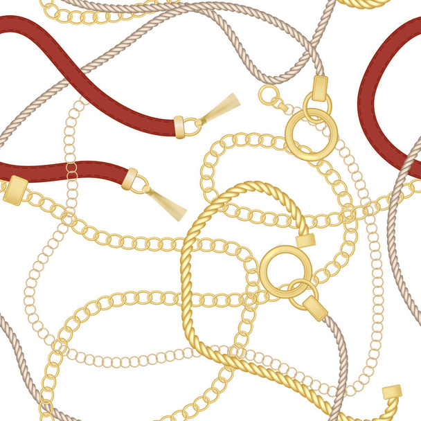 Gold chains and  belts seamless patterns - Vecteur, image