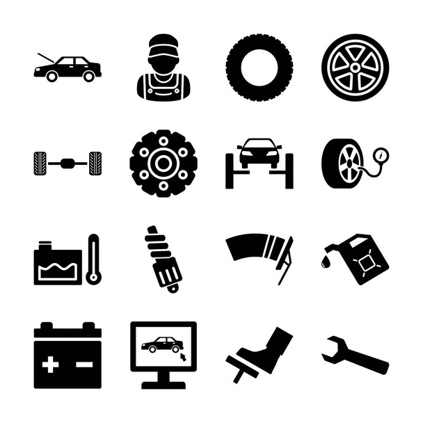 Autó szolgáltatás szilárd ikonok - Vektor, kép
