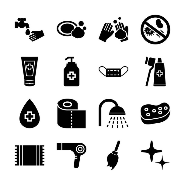 ícones sólidos de higiene
 - Vetor, Imagem