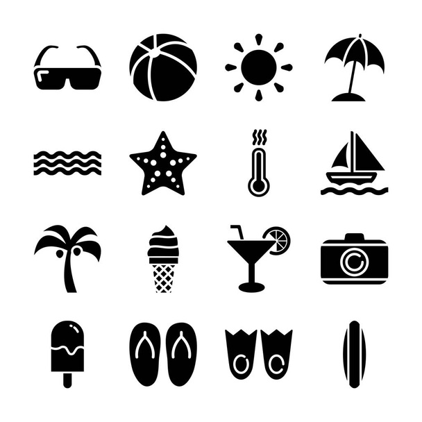 summer solid icons - Vector, Image