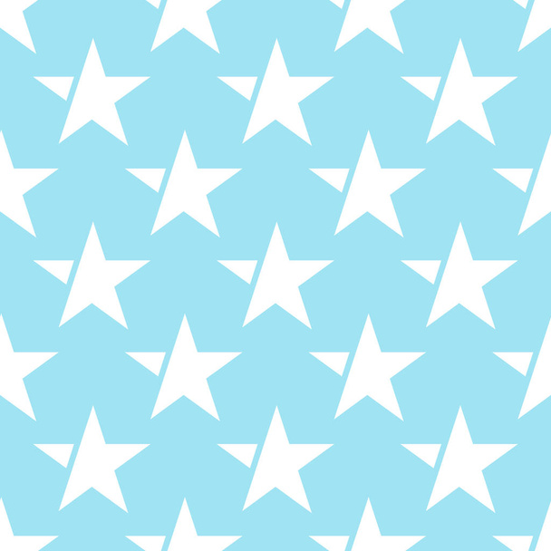 blue seamless pattern with white star. vector - Vector, Image
