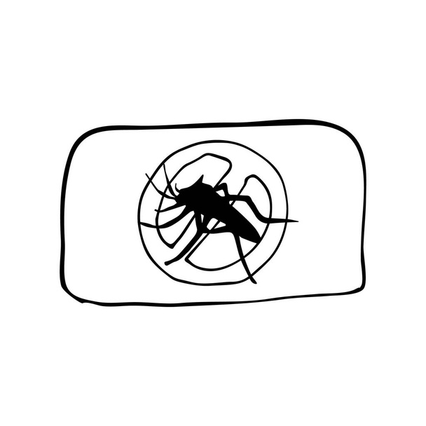Πλάκα κουνουπιού ή δισκίο για ηλεκτρικό υποκαπνισμού με διαγραμμένα μαύρο insept σιλουέτα. Εικόνα φορέα σκίτσο διανυσματική απεικόνιση απομονώνεται σε λευκό φόντο - Διάνυσμα, εικόνα