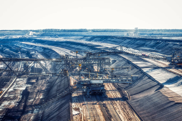 Coal mining with heavy excavator in germany, Boxberg Power Stati - Photo, Image