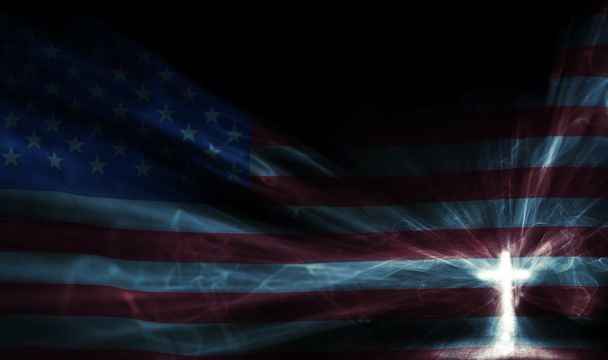 Bandeira e cruz abstratas dos EUA
 - Foto, Imagem