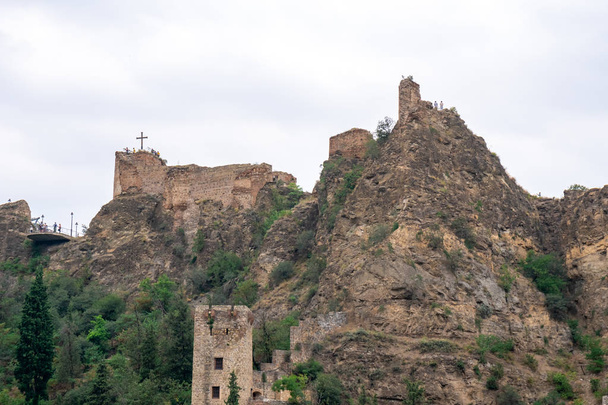Ancient ruins of Narikala fortress on a high mountain in Tbilisi - Photo, Image