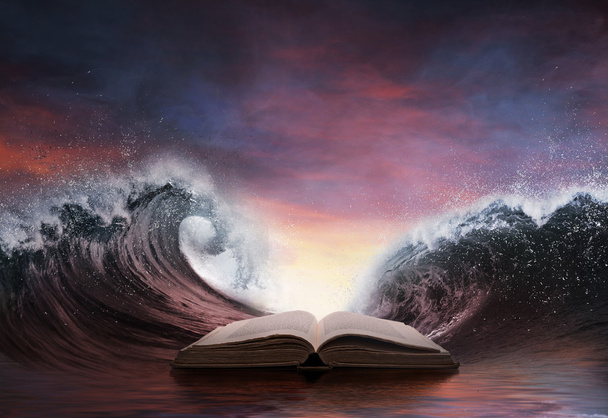 Bible and two large waves - Photo, Image