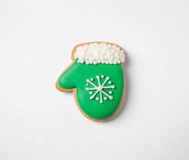 Tasty homemade Christmas cookie on white background, top view - Fotografie, Obrázek