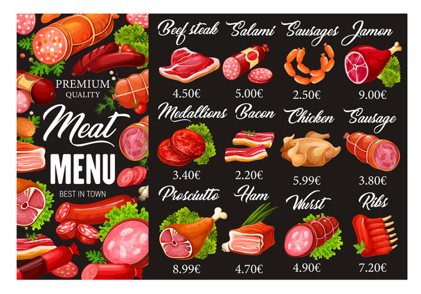 hochwertiges Fleisch, Fleischerei, Wurstmenü - Vektor, Bild
