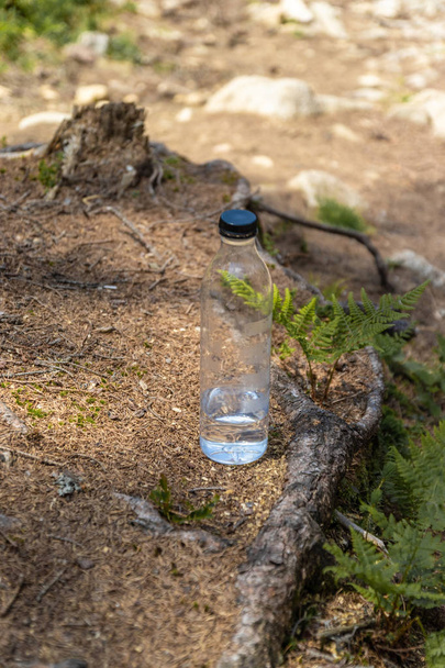 Plastic bottle with water on a background of green grass - Photo, Image