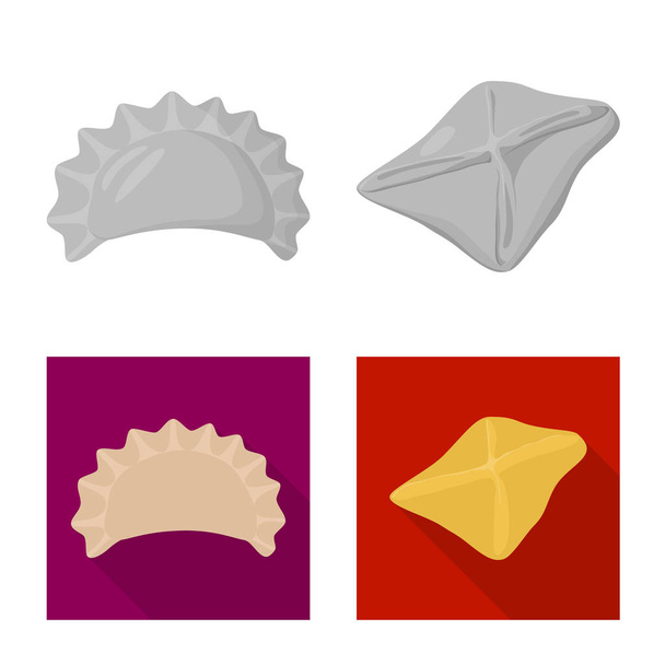 Vector illustration of products and cooking icon. Collection of products and appetizer vector icon for stock. - Vecteur, image