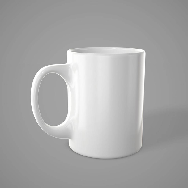 Shiny white mug. Empty tea cup for your design. 3d rendering. - Photo, Image