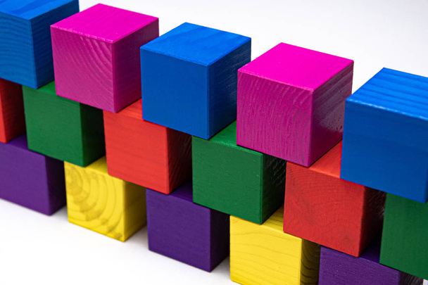 Bright, colored cubes made of wood - Фото, зображення
