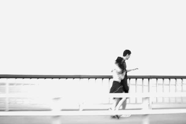 Couple walking abstract motion blur scene - Photo, Image