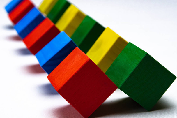 Bright, colored cubes made of wood - Φωτογραφία, εικόνα