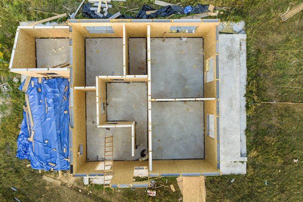 Construction of new and modern modular house. Walls made from co - Fotografie, Obrázek