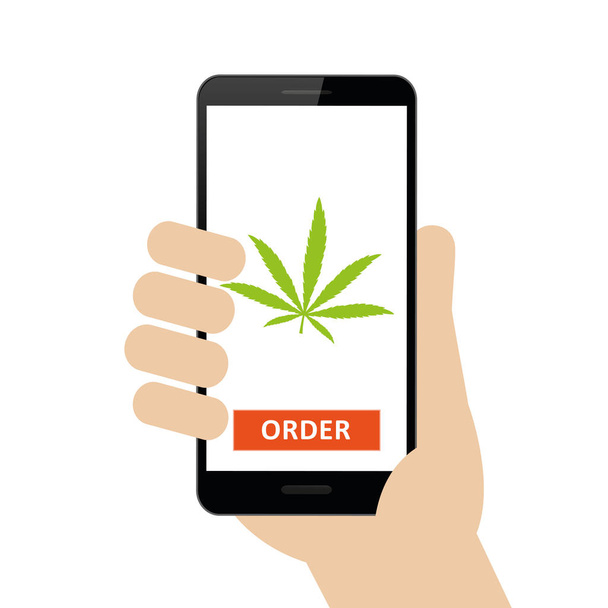 persona ha ordinato cannabis online tramite smartphone
 - Vettoriali, immagini